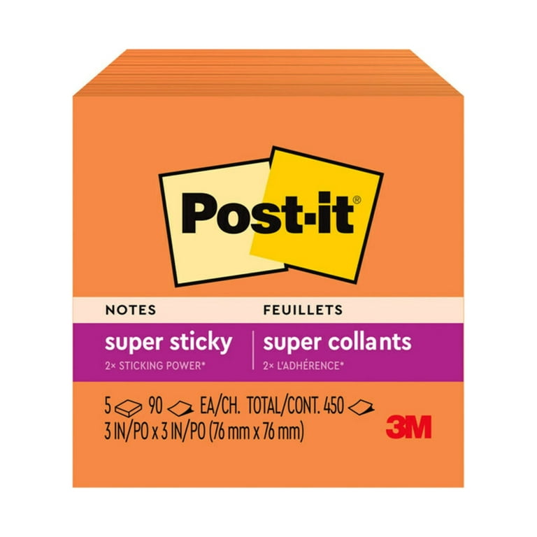 Post-it Super Sticky Notes Pad, Assorted Colors - 90 sheets