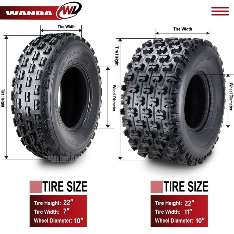 Set 4 WANDA ATV tires 22x7-10 & 22x11-10 04-09 Kawasaki KSV