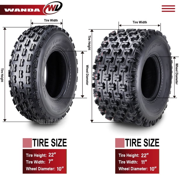 WANDA Set 4 ATV tires 22x7-10 & 22x11-10 compatible with 04-09 WANDA Set 4 ATV tires 22x7-10 & 22x11-10 compatible with 04-09