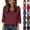 #01 Hot Pink, variant on V Neck 3/4 Length Sleeve Silk Satin Blouses for Women Dressy Casual Loose Fit Tops Comfy Lightweight Silky All Season Shirts, #01 Red, L