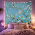 thumbnail image 2 of Almond Blossom Tree with Gnarled Branches on Blue Sky, Serene Maximalist for Flower Lovers, Botanical Art, Housewarming Gift, Tapestry Wall Hanging for Bedroom and Living Room, 2 of 7