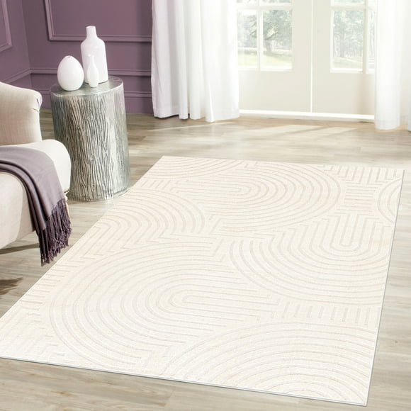 LaDole Rugs 2x3 ft Modern Premium Doormat | Contemporary Small Carpet For Entry Way, Hallway, Home Office, Entrance Indoor Floor Décor | Beige Cream