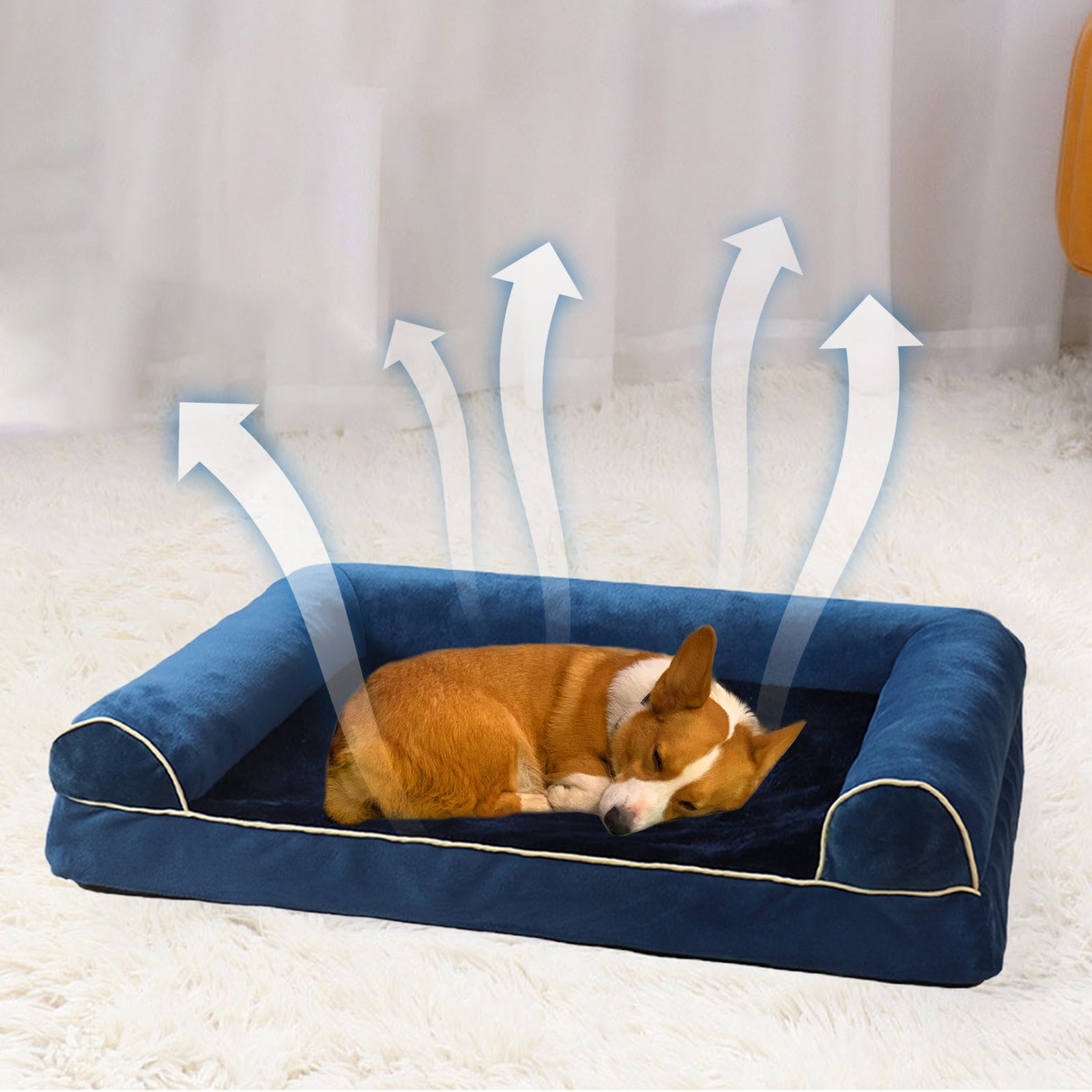 UTXQFD Orthopedic Dog Beds, Waterproof Memory Foam Dog Bed with Sides, Non-Slip Bottom and Egg-Crate Foam Big Dog Couch Bed with Washable Removable Cover,