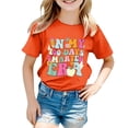 thumbnail image 4 of MIXUE Kids Girls Tops & T-Shirts 100 Days Of School Letter Print Round Neck Short Sleeve Casual Pullover Tee Shirts Streetwear,Orange,8-9 Years, 4 of 4