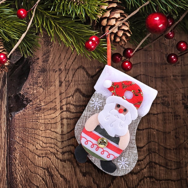 Fiudx Ofertas relámpago del día, solo en línea Calcetines de muñeco de Navidad Calcetines de Navidad Colgante de árbol de Navidad Papá Noel Muñeco de nieve Bolsa de regalo de dulces