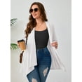 thumbnail image 6 of SHOWMALL Women's Plus Size Open Front Cardigan, White 1X Lightweight Duster Sweater with Pockets for Casual Layering, 6 of 8
