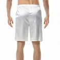 thumbnail image 4 of SWSMCLT Men's Satin Pajama Shorts Sleepwear Knee Length Silk Sleeping Shorts Soft Summer Lightweight Elastic Waist Cool White 34, 4 of 4