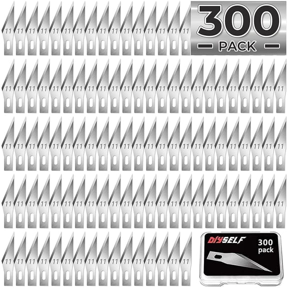 DIYSELF 300 PCS Craft Knife Blades, SK5 Carbon Steel #11 Exacto Knife Blades Refill