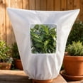 thumbnail image 3 of Winter Plants Cover with Clear Window Drawstring Non Woven Blanket Jacket Frost Protection for Outdoor Fruit Trees Potted Plants Shrubs Garden Cold Wind Antifreeze Tree, White a, 23.6 X 31.5 In, 3 of 7