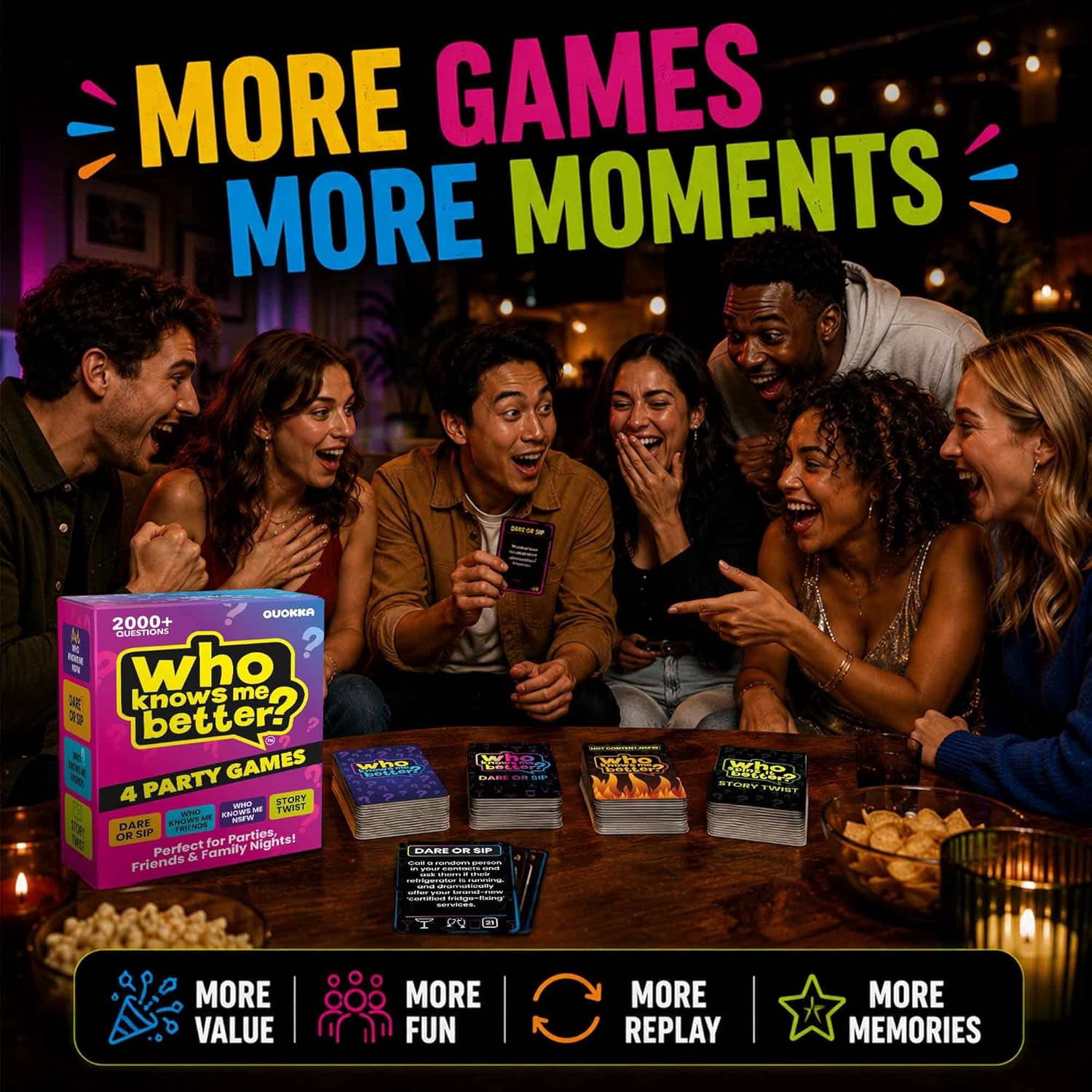 Quokka Party Games Set – Who Knows Me Better Collection with 4