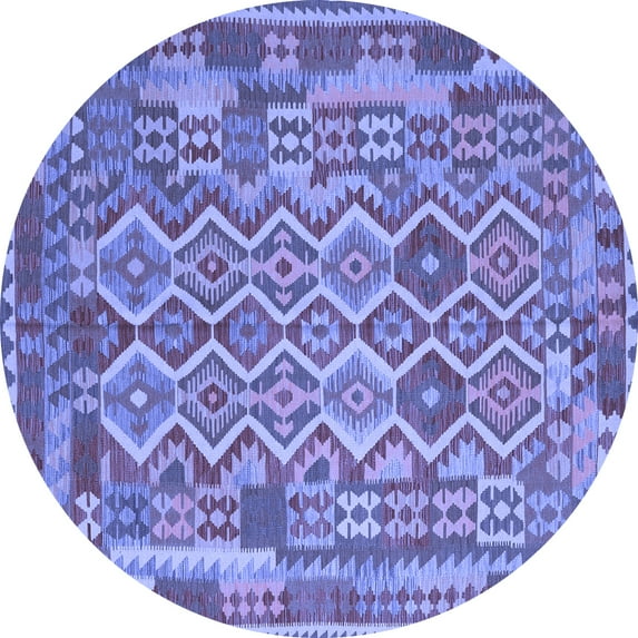Ahgly Company Machine Washable Indoor Round Southwestern Blue Country Area Rugs, 6' Round