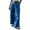Blue, variant on Women's Solid Patch Pocket Wide Leg Pants, Loose Straight Irregular Hem Casual Trousers with Side Pockets, Lightweight Breathable Summer Autumn Pants for Daily Outings Travel Wear Beige L