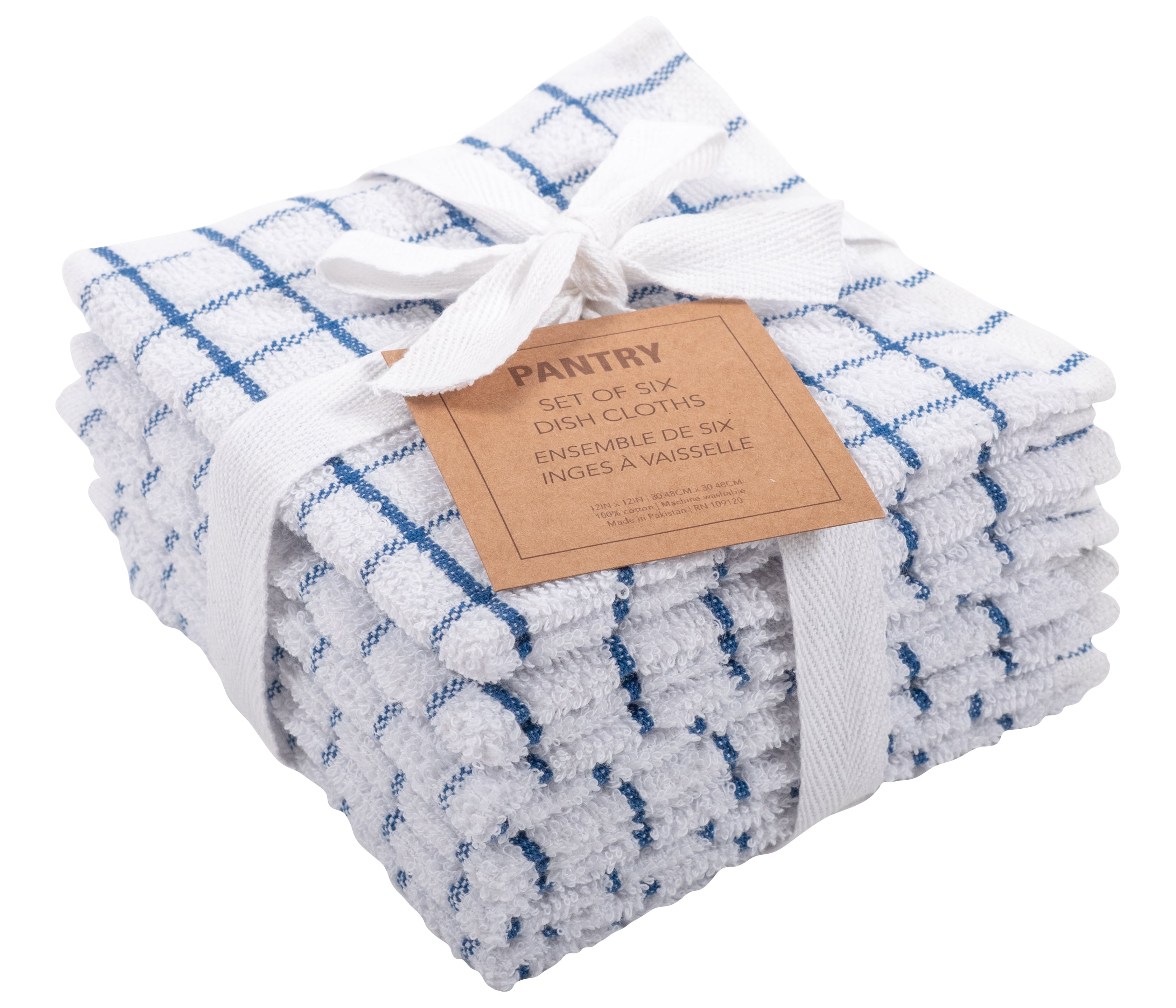 KAF Home Pantry 100 Cotton Checkered Grid Dish Cloths Blue