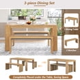 thumbnail image 4 of EUROCO 3-Piece Dining Table Set for 4, 60" Wood Kitchen Room Table Set with 2 Benches,Space-Saving Design for Apartment, Small Space and Breakfast Nook,Natural, 4 of 8