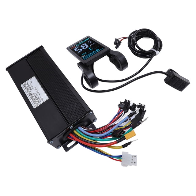 Kit de Pantalla Lcd de Controlador de Motor Eléctrico, Pantalla de Color Kit de Controlador de Bicicleta Eléctrica Rendimiento Robusto sine Waining para cableado fácil de 1500W