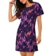 thumbnail image 2 of Fotbe Purple Dreamcatcher Bata de Dormir para Mujer con Estampado, Camisón de Algodón de Manga Corta, Ropa de Dormir Casual, 2 of 6