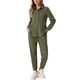 thumbnail image 1 of INSPIRAR CHIC Conjunto de 2 Piezas para Mujeres Traje de Pana Casual con Chaqueta de Manga Larga y Camisa de Botones y Pantalones con Bolsillos M Verde Militar, 1 of 5