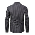 thumbnail image 4 of NTACZA Long Sleeve Fall Shirts for Men Gray Fleece Lined Striped Button Down Shirts Thick Thermal Men Collared Tees L, 4 of 5