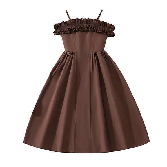 RUTAYY Children Girls Dress Summer Solid Color Sleeveless Maxi Dress High Waist Party Gown Comfortable Breathable Fashion Vacation Dresses