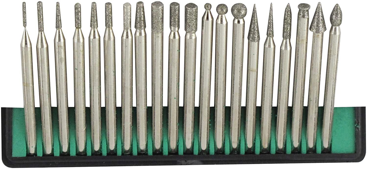 20 Pc Rotary Diamond Burr Set for Dremel Tool