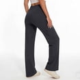 thumbnail image 5 of Iyufng Womens Leggings Slightly Flared Solid Color Yoga Pants Casual Fitness Pants with Pockets, 5 of 9