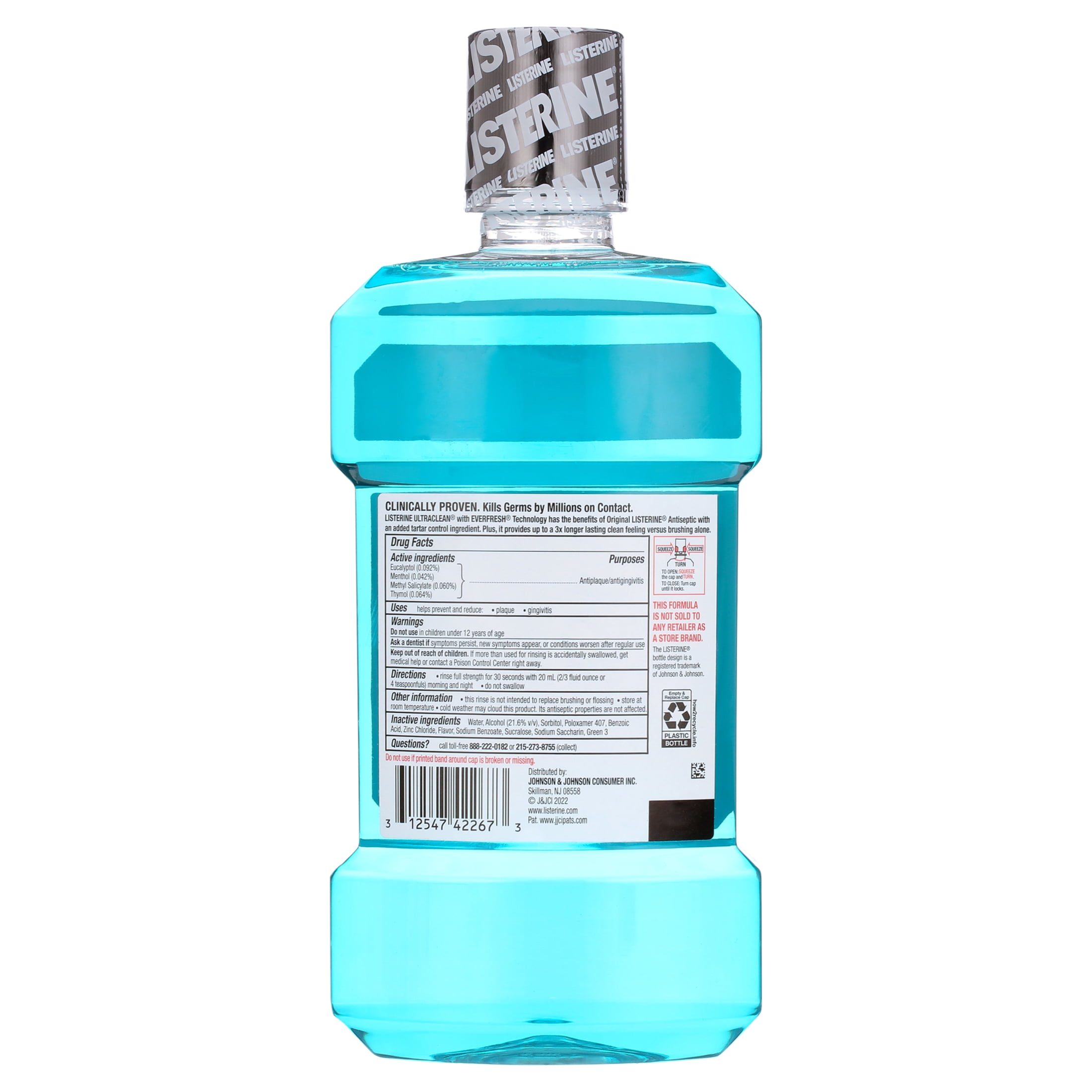 Listerine Ultra Clean Antiseptic Gingivitis Mouthwash Cool Mint