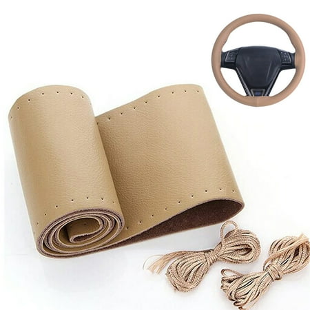Car Steering Wheel Cover Needle Thread Anti-slip Beige for Jeep Grand Cherokee