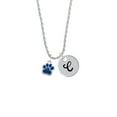 thumbnail image 2 of Delight Jewelry Silvertone Small Royal Blue Paw Silvertone Script Initial Disc - C - Charm Necklace, 20"+3", 2 of 4
