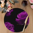 thumbnail image 3 of Purple Rose Round 15 Inch Placemats Set of 2, Vintage Abstract Garden Flower Floral Black HeatResistant Non Slip Place Mats for Dining Table, Wipeable Braided Kitchen Table Mats for Housewarming, 3 of 9
