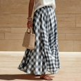 thumbnail image 2 of ShomPort Women's Flowy Maxi Skirt Plaid Boho Pleated A Line Elastic Waist Summer Casual Tulle Layered Long Skirts, 2 of 5