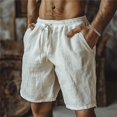 thumbnail image 2 of Men's Cotton Linen Blend Shorts, Relaxed-Fit Beach Shorts with Drawstring Waist & Natural Breathable Fabric ,White 3XL, 2 of 4