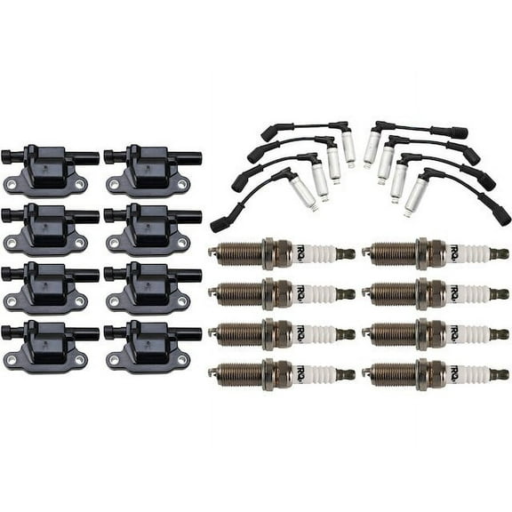 Ignition Coil Spark Plug and Wire Set 17 Piece - Compatible with 2007 - 2008 GMC Sierra 1500