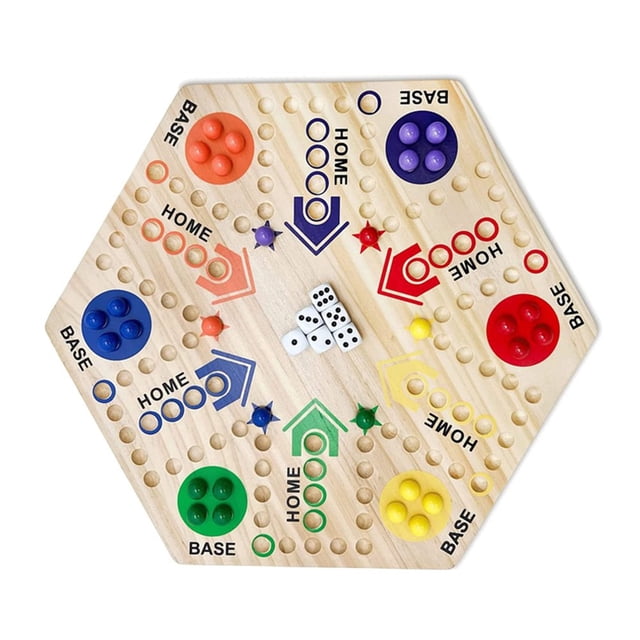Fast Track Board Game Double Sided Checkerboard Party Games Flying Chess For 4-6 People Multicolor Wooden Ludo