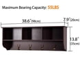 thumbnail image 3 of Espresso Entryway Wall Mounted Coat Rack with 4 Dual Hooks Living Room Wooden Storage Shelf, 3 of 11