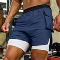 thumbnail image 2 of Pantalones Cortos Atléticos para Hombres con Bolsillos 2 en 1 de Doble Capa de Cinco Pulgadas, Malla Transpirable para Correr Y Entrenar, 2 of 6