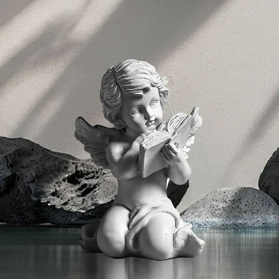 Clearance! Reading Book Angel Statue Cherub Angel Statue Figurine Indoor Outdoor Home Garden Angel Sculpture Statuette Shelf Sitter Angel Angel Memorial Statue