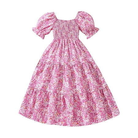 

GEZHEN Toddler Girl Dress Little Girl Floral Dress Girls Casaul Printed a Line Sundress Kids Dresses 11-12 Years