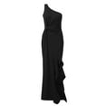 thumbnail image 5 of UTTOASFAY Women Plus Size Dress Women Sleeveless Slanted Shoulder Solid Color Sexy Slit Ruffled Evening Gown Dress Black 6(M), 5 of 8