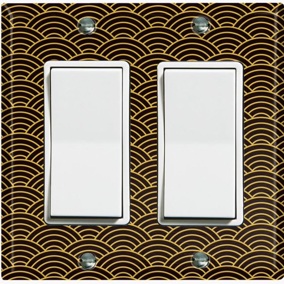 Metal Light Switch Plate Cover Japanese Sea Wave Pattern Black Wallpaper WAL019