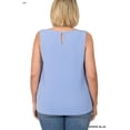 thumbnail image 4 of Zenana Women & Plus Slim Fit Round Neck Sleeveless Front Neck Pleated Blouse Tops w/Keyhole Back, 4 of 5