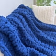 thumbnail image 4 of Chunky Knit Blanket Throw 48"x71", Chenille Throw Blankets, Handmade Warm & Cozy Blanket Couch Bed Home Decor, Soft Breathable Fleece Banket, Christmas for Couch Bed Sofa Best Gift (Navy Blue), 4 of 7