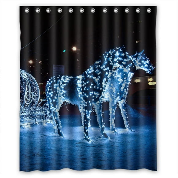 YUSDECOR Light horse and castle Shower Curtain Polyester Fabric Bathroom Shower Curtain 60x72 inches