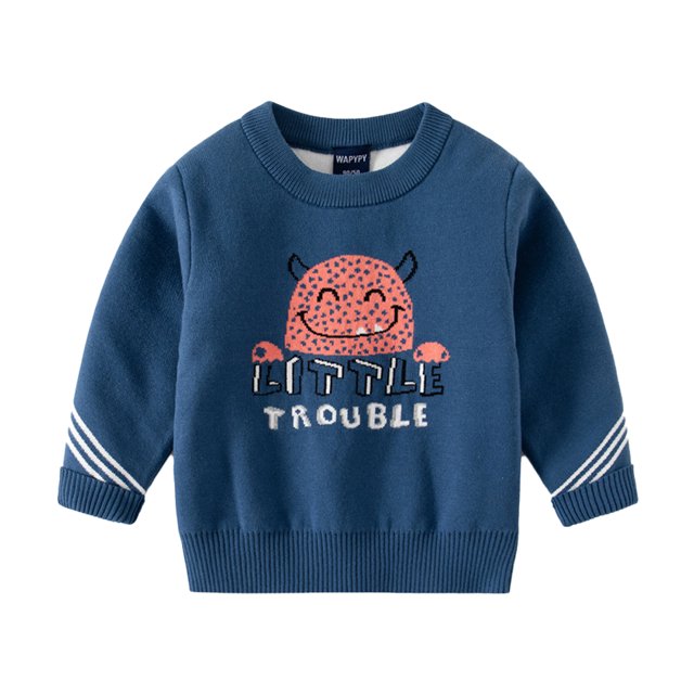 QUDDERR Chandail à Manches Longues pour Garçons Bébé Automne Hiver Motif Dessin Animé Col Rond 2-7 Ans