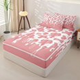 thumbnail image 3 of Manfei Farm Cow Spot Zipper Queen Comforter Set with Fitted Sheet and 2 Pillowcases,Abstract Animal Spot Zipper Bedding Set,Light Pink White,Reversible, 3 of 7