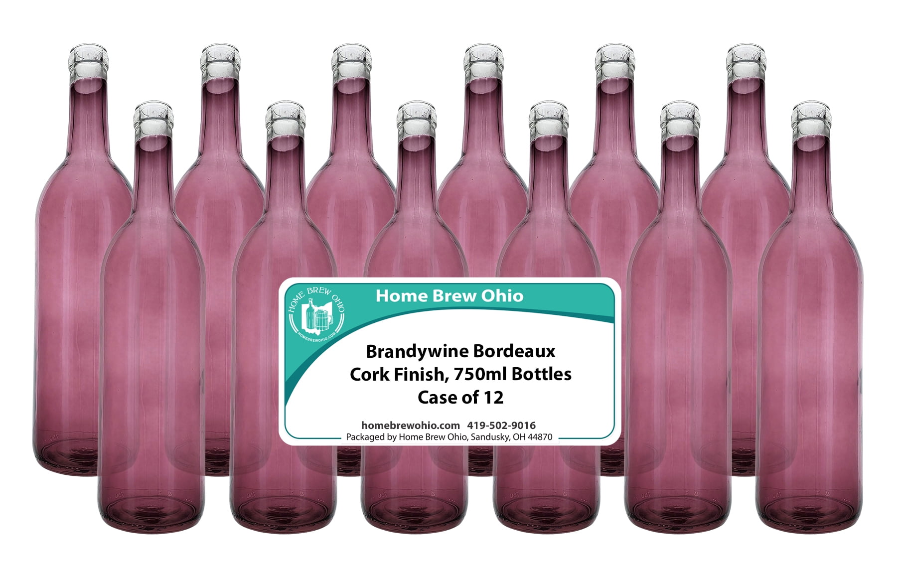 Home Brew Ohio Brandywine 750ml Bordeaux Bottles Case of 12