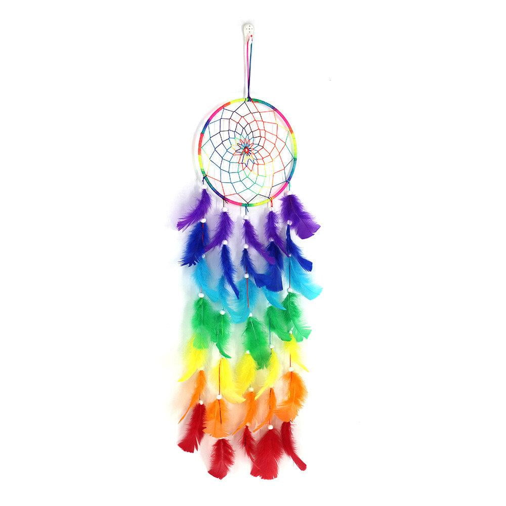 Dream Catcher Feather Rainbow Multi Coloured Dreamcatchers Hanging Pendant Decor 