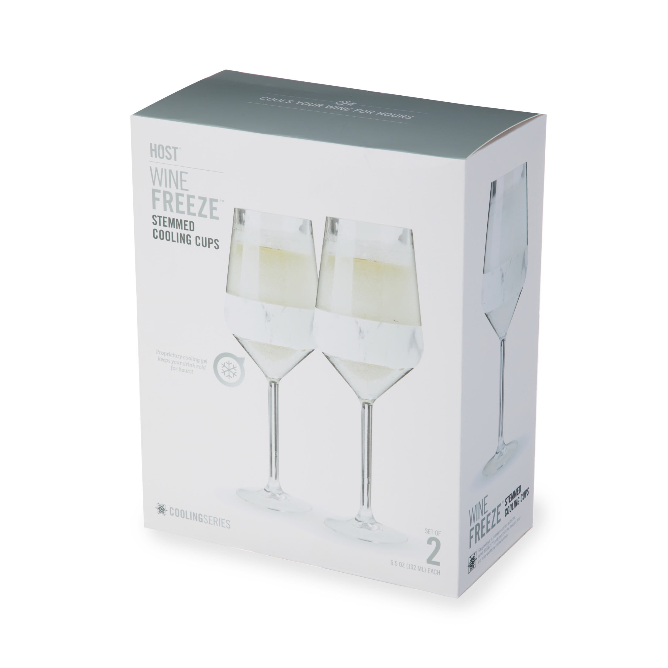 Host Freeze Stemmed Wine Glasses, Cooling Cups, 6.5 oz, Set of 2, Marble