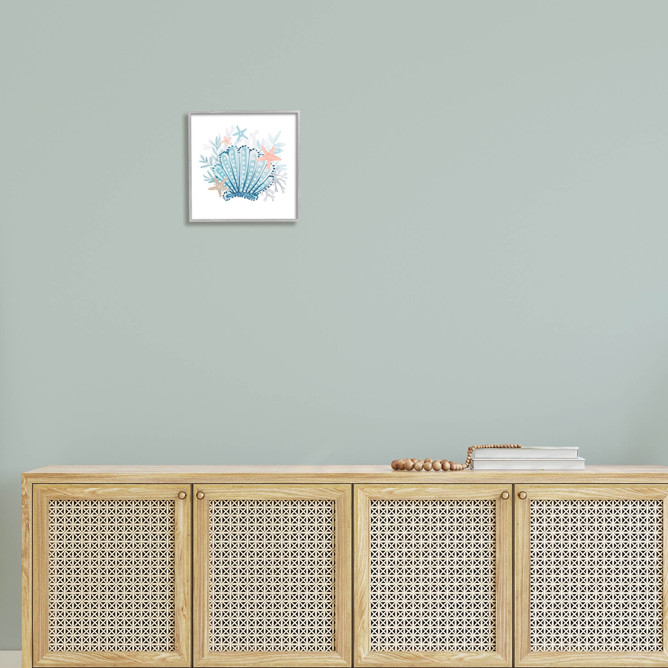 Maritime Clamshell Layered Coral Animals & Insects Graphic Art Gray Framed Art Print Wall Art