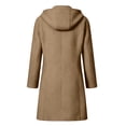 thumbnail image 5 of Husipze Women Winter Casual Single Breasted Hooded Jacket Pea Coat Long Wool Blend Coat Jacket Trench Coat Overcoat Khaki S, 5 of 7