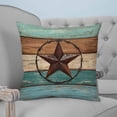 thumbnail image 4 of Texas Star Rustic 26x26 Pillow Covers Set of 2, Western Teal Brown Ombre Wooden Vintage Throw Pillow Covers Decorative Couch Cushion Case, Microfiber Square Pillowcases for Bedroom Car Living Room, 4 of 7